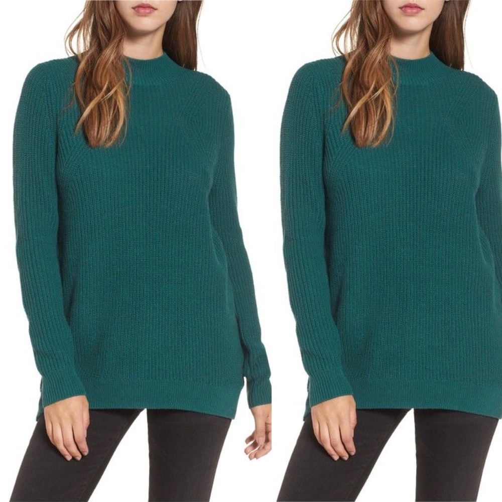 Brass Plum Jasper Green Mock Neck Sweater